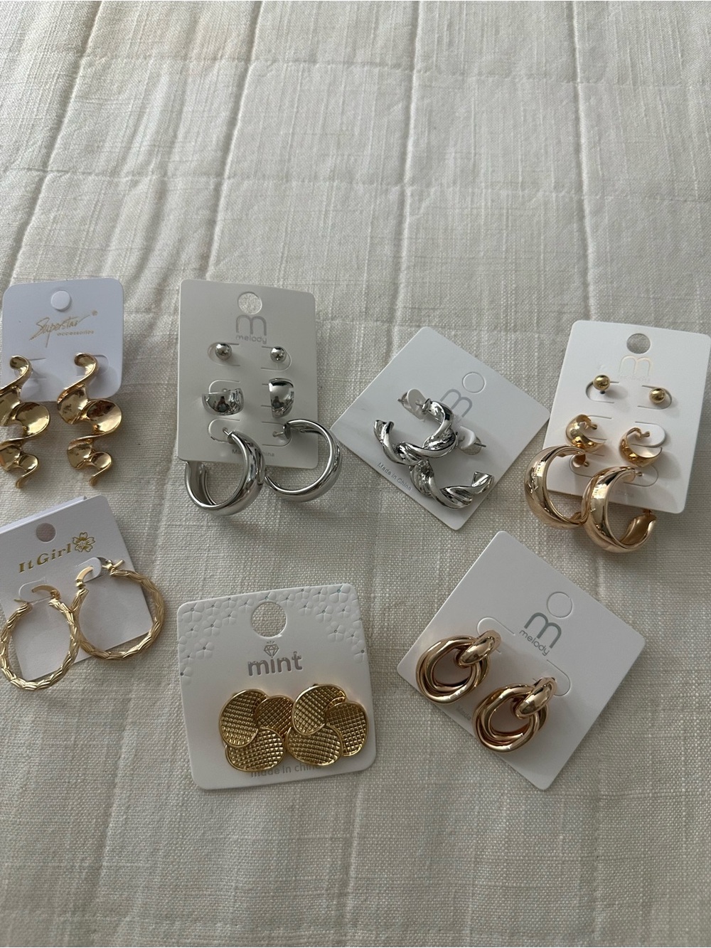 Mint Mixed Metal Hoop and Stud Earring Set — Gold & Silver